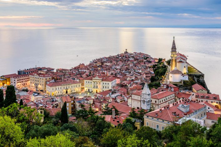 Adriatic sea and city of Piran