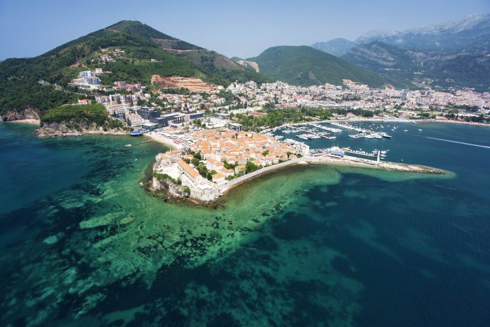 The Old Town of Budva, Montenegro (aerial view)