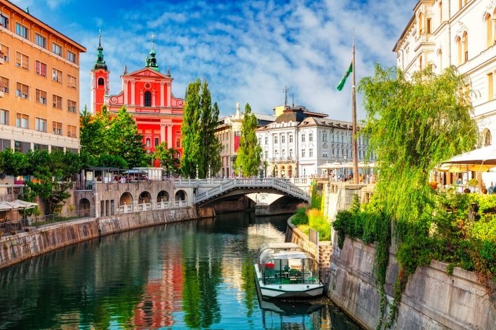 Ljubljana – Slovenia (Church and river Ljubljanica)