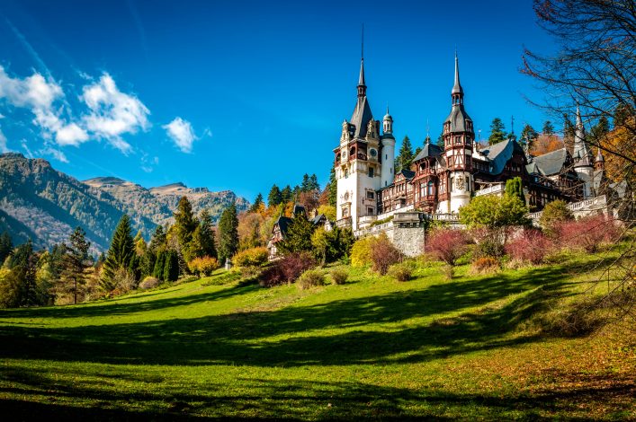 Sinaia, Romania – October 19th,2014 View of Peles castle in Sina