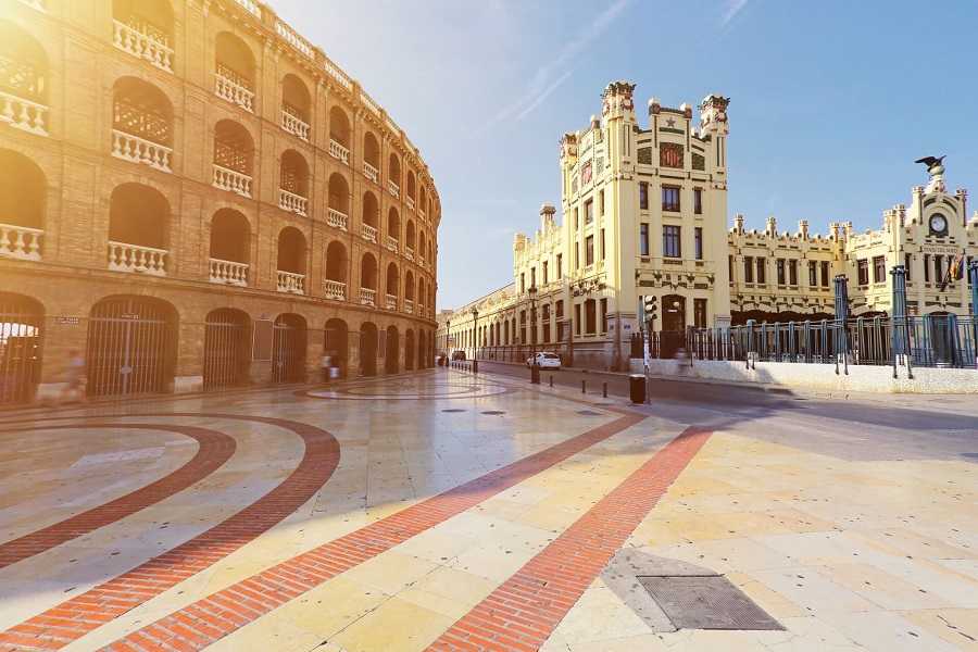 Die Stiefkampfarena am Plaza de Toros in Valencia, Spanien
